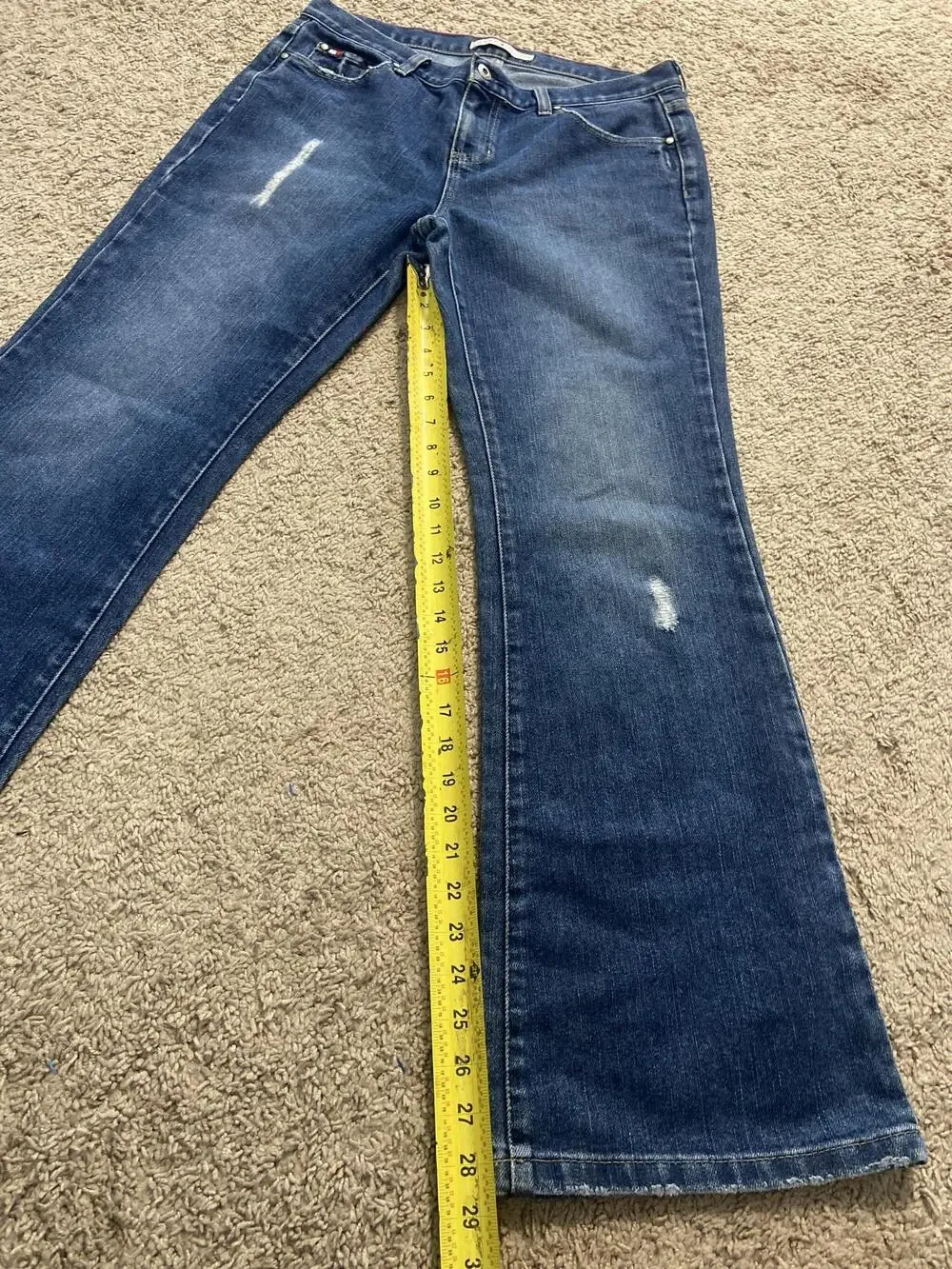 Tommy Hilfiger Jeans Womens 32 Blue Bootcut Mid Rise Distressed Denim Pants